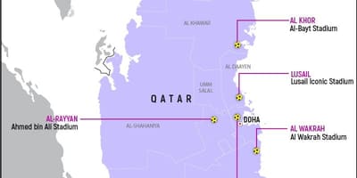 แผนที่ของกาตาร์เวิร์ลคัพ..จะมีขึ้น stadiums 
